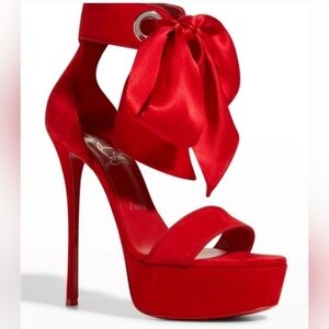 Christian Louboutin Torrida Alta Red Silk Platform Sandal